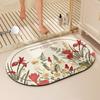 Flower Print Bath Mat Bathroom Super Absorbent Foot Mats Non-Slip Quick Dry Shower Pad Toilet Carpet Doormat Washable