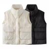Autumn and Winter New Small Stand-up Collar Design Butterfly Embroidery Thickened Warm Vest Cotton Jacket
