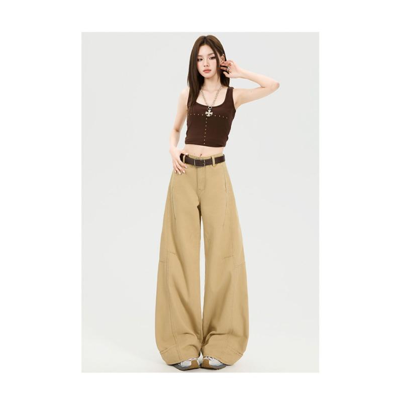 Autumn Winter Solid Color Loose Casual Wide Leg Jeans Women High Waist All-match Denim Straight Pants Trousers