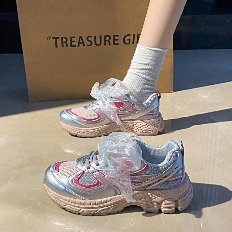 Fashion 2024 New Chunky Women's Sneakers Fashion Lace Leather Casual Ladies Sports Shoes Trainer Platform Womens Zapatillas De Mujer