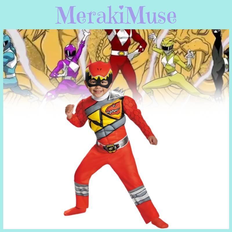 Power Morphin Mighty Rangers Cosplay Costume Jumpsuit Kids Halloween Party Gift