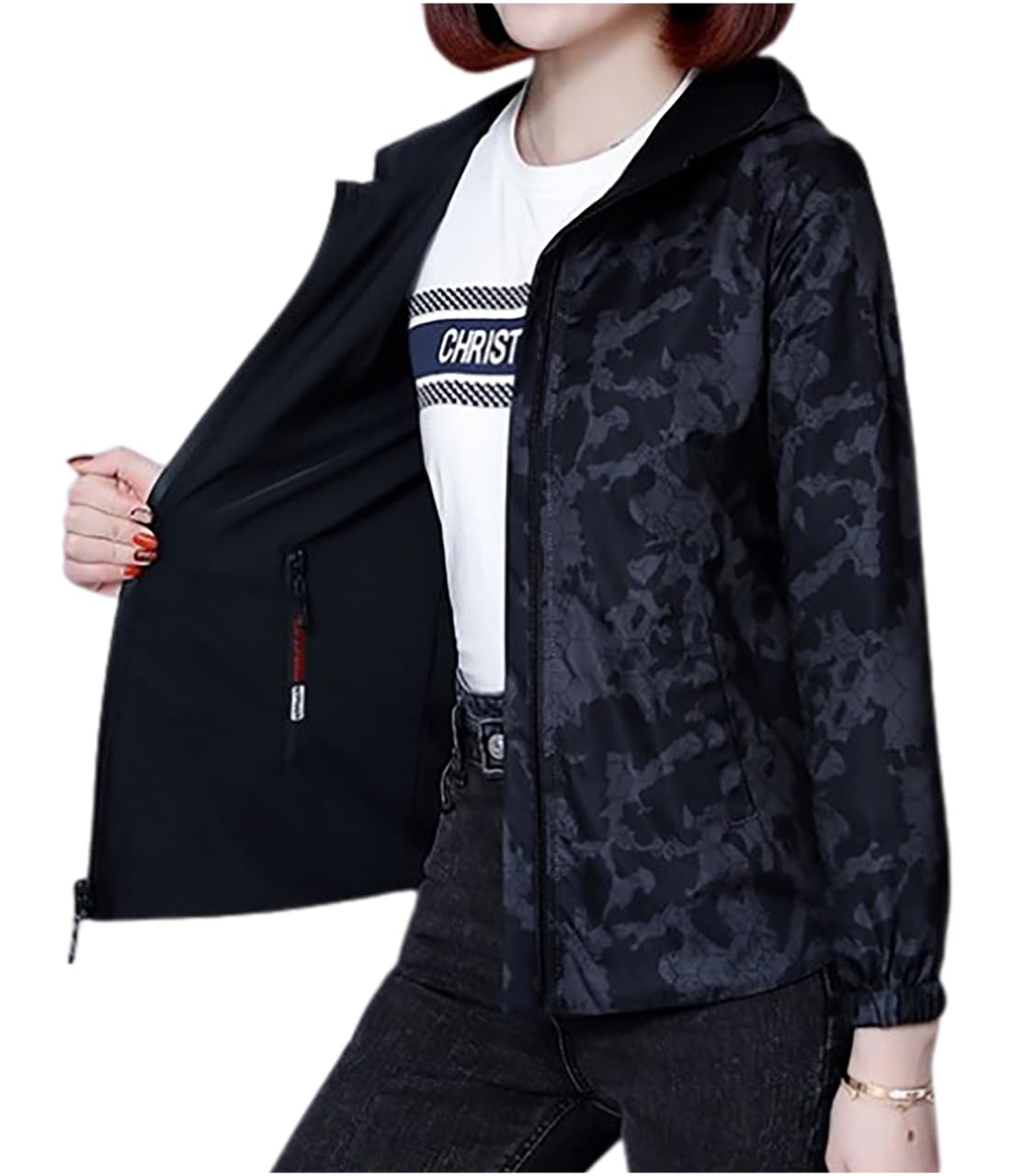 

Reversible Outdoor Golf and Reversible Design Perfect for Everyday and Reversible M-Sing Windbreaker, Hooded, Windproof, Jacket, Wear, Women s, чёрный