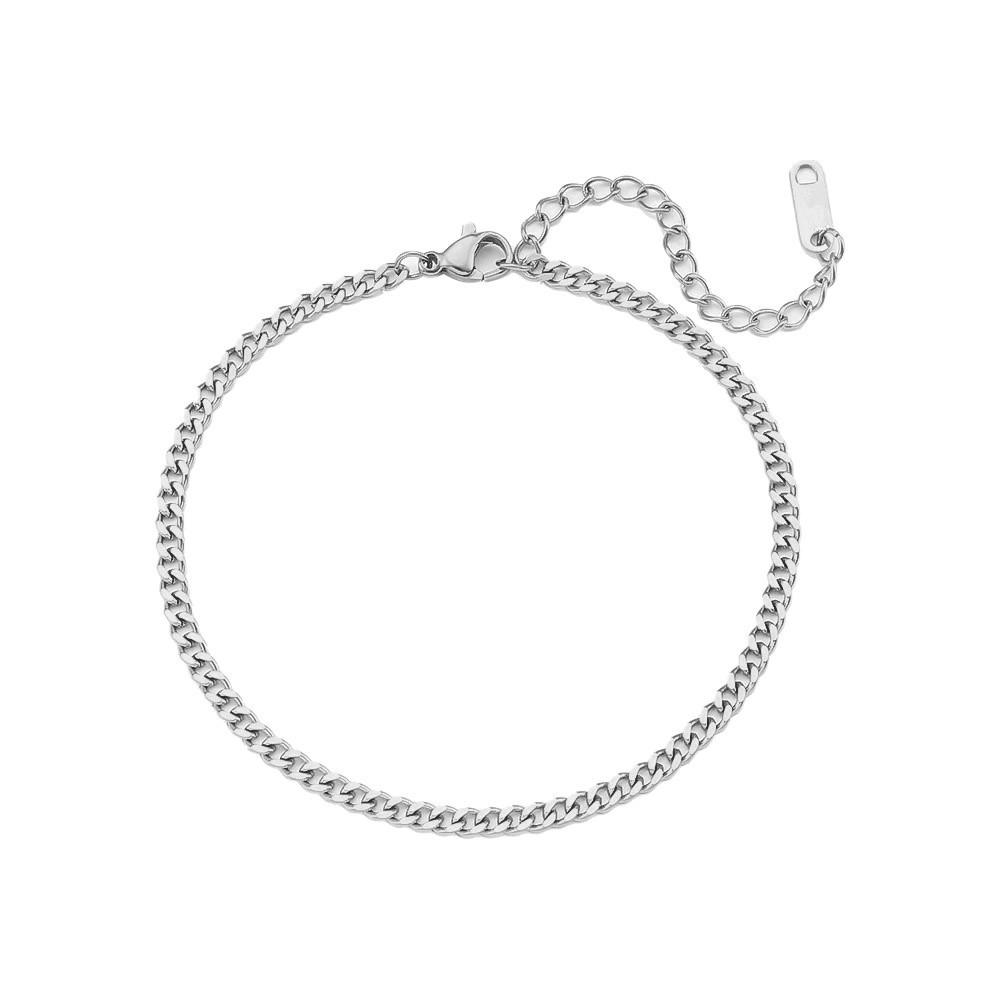 Gold Stainless Steel Double-Sided Cuban Chain Bracelet: Titanium Minimalist Women's Geometric Design.