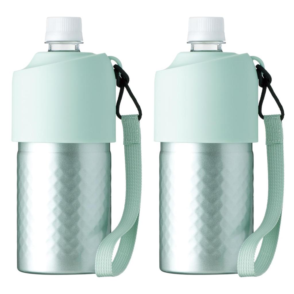 Atlas Water Bottle Keeps Water Bottles Cold or Vacuum with 2-Piece Holder, Hot, 500ml/650ml Capacity, Insulated, Strap, Bottle-in-Bottle, Green,