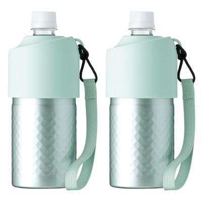 Atlas Water Bottle Keeps Water Bottles Cold or Vacuum with 2-Piece Holder, Hot, 500ml/650ml Capacity, Insulated, Strap, Bottle-in-Bottle, Green,