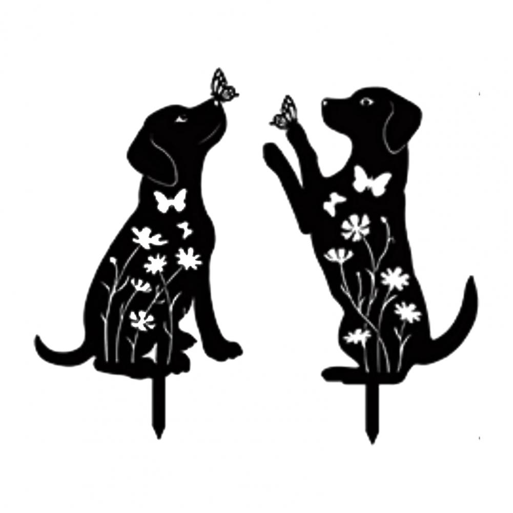 Dekoracyjny Palik Ogrodowy Palik Ogrodowy Kot 2 szt. Paliki Ogrodowe Puste Wzory Kot Pies Królik Metalowa Sylwetka Psa Sztuka Podwórkowa