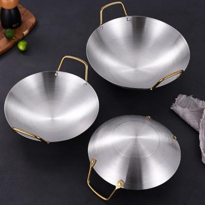 Com Duas Alças Douradas Panelas Secas Panela de Sopa de Aço Inoxidável Caçarola Durável Ramen