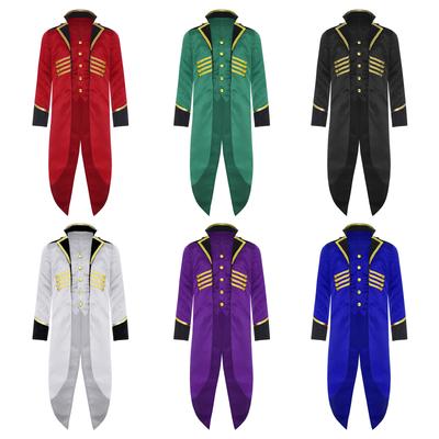Kids Steampunk Tailcoat Costume Vintage Medieval Design Long Sleeve Fake Two Piece Tuxedo Victorian Elegant Jacket