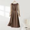 Elegant Ruched A-Line Long-Sleeve Dress