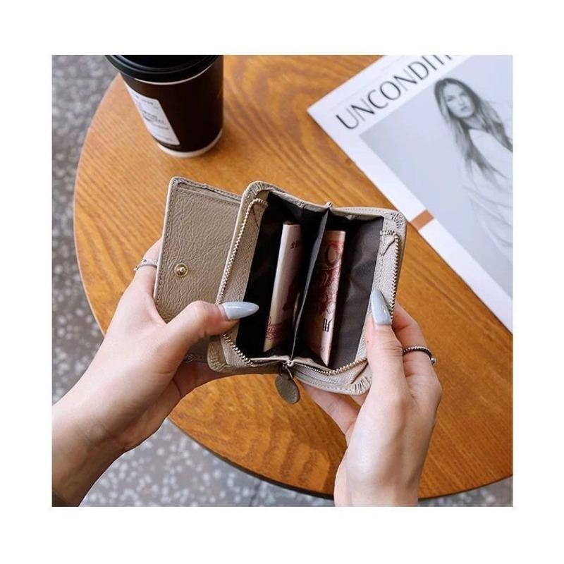 Multipurpose Short Coin Purse Women Zipper Card Bag Multiple Card Slots ID Card Bag Multifunctional Change ID Two in One Wallet