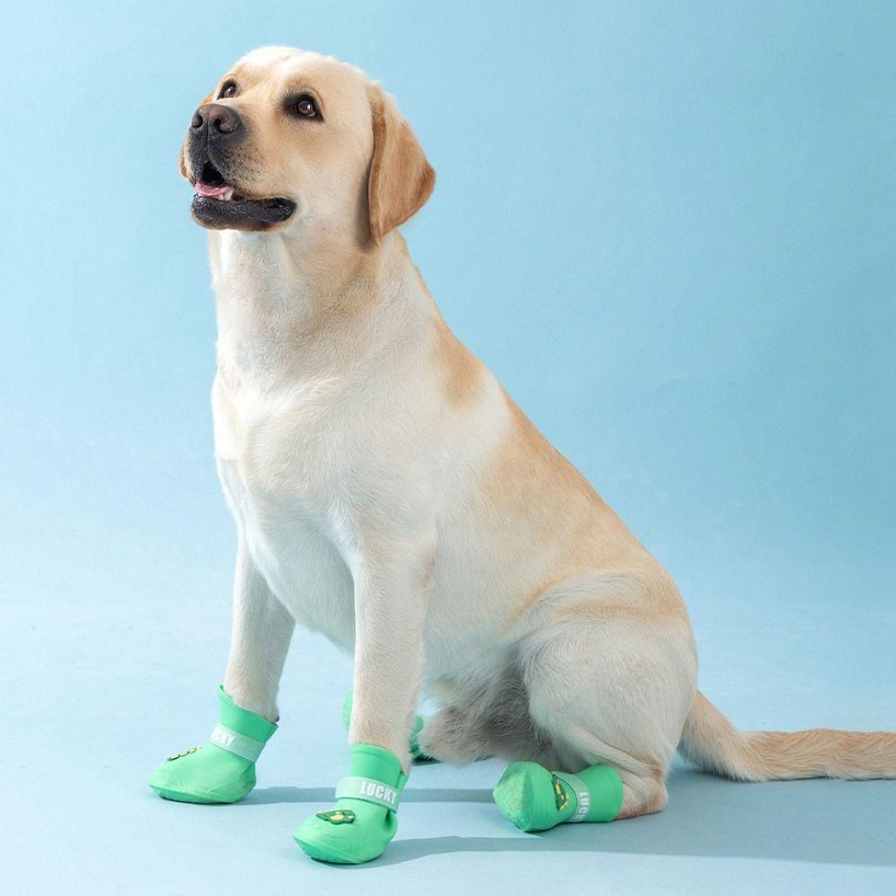 4pcs/set Cartoon Anti-slip Pet Rainshoe Wear Resistant Dog Ankle Boots  For Dogs Puppy