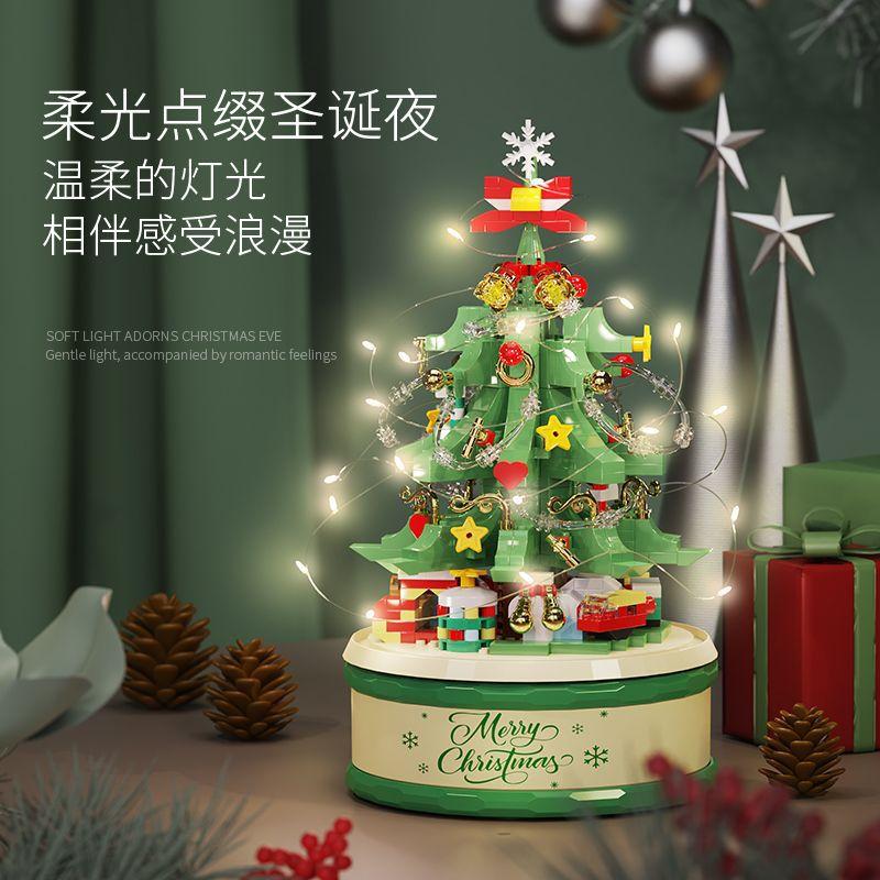 Weihnachtsbaumdekorationen MOC Bausteine Spielzeug für Kinder Mädchen 6 bis 12 Jahre Weihnachtsbaumlichter Partikel-Bausteine