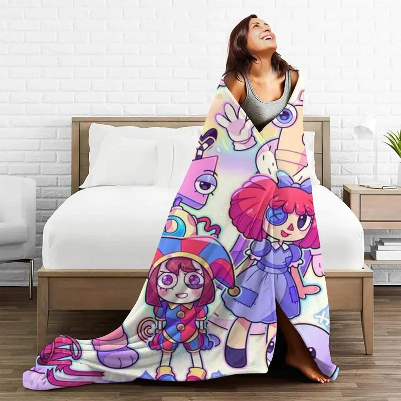 Anime The Amazing Digital Circus Decken aus Fleece für Frühling und Herbst, multifunktional, ultraweich, Überwurfdecke für Sofa, Reise, Tagesdecke
