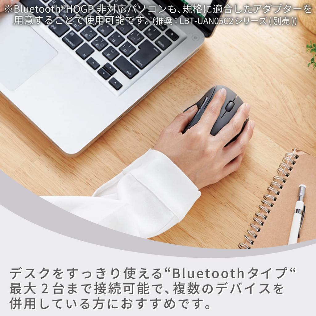 ELECOM SHELLPHA Wireless Mouse, Bluetooth, Quiet, 5 Buttons, Black, M-SH20BBSKBK