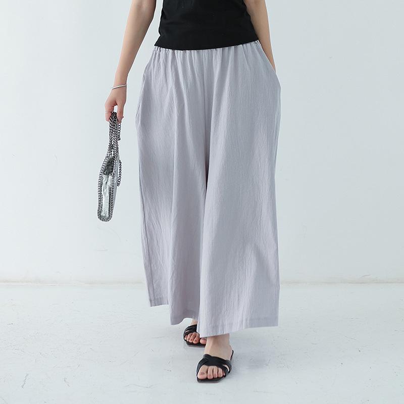 Rakuten Kadın Keten Pamuk Çok Renkli Bol Geniş Paça Cepli Culottes – Ekstra Uzun İlkbahar/Yaz Günlük Pantolon 2021 Koleksiyonu.