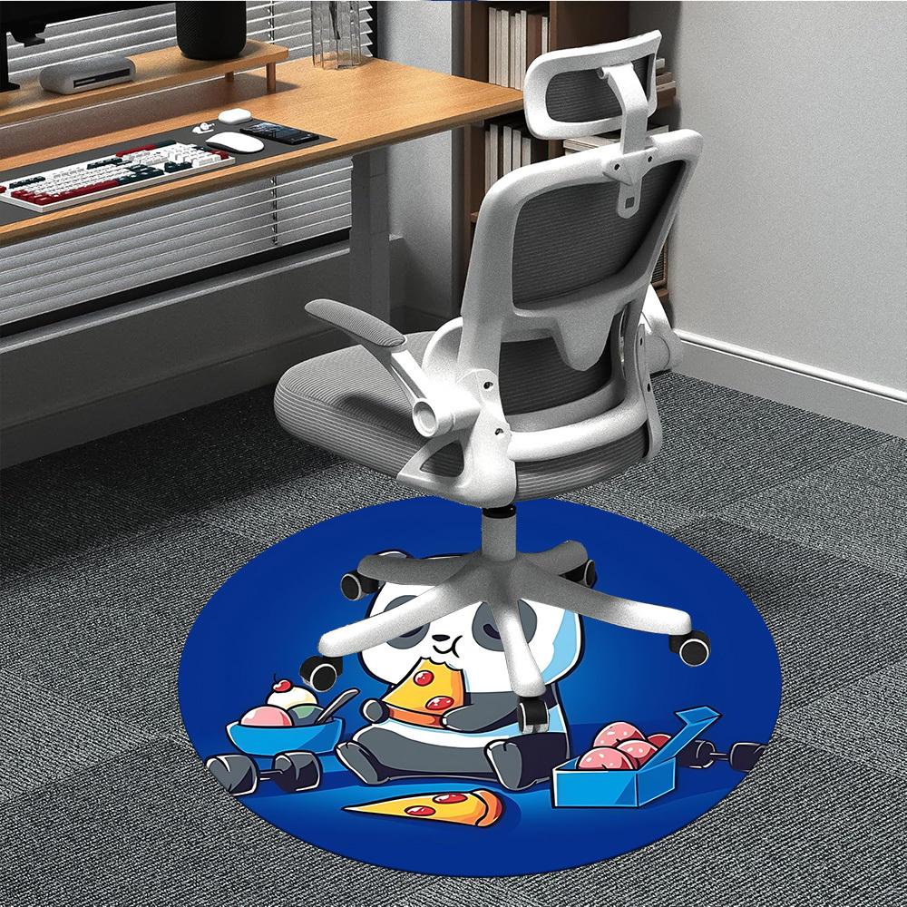 

1pc Panda Pizza Office Round Area Rug, Indoor Mat Suitable For Office, Under Office Chairs Bedroom Living Room Home Decor, Room Deco 005 80cm by 80cm