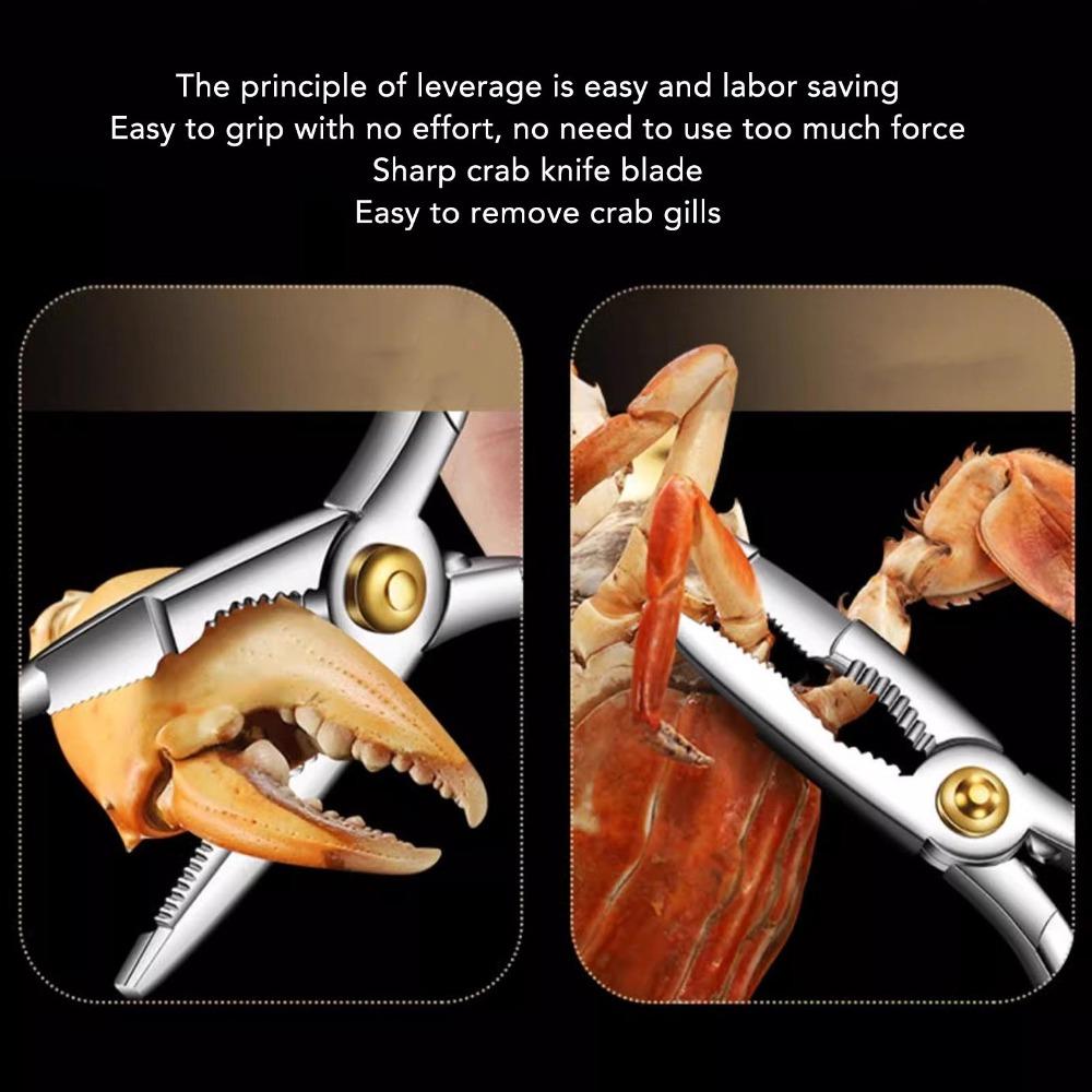 3-Piece Set Ergonomic Handle Crab Cracker Stainless Steel Lobster Cracker Seafood Tools Set  Nut