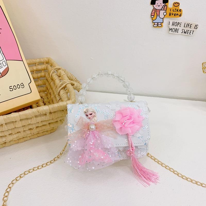 Girl Enchanting Cartoon Handbag With Pearl Accents Bright Colors For Everyday Fashion