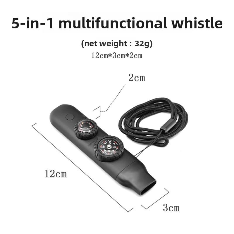 

Outdoor 5-in-1 Multifunctional Whistle, Survival Whistle, Survival Whistle, Compass with LED Light Thermometer 7-in-1 чорний