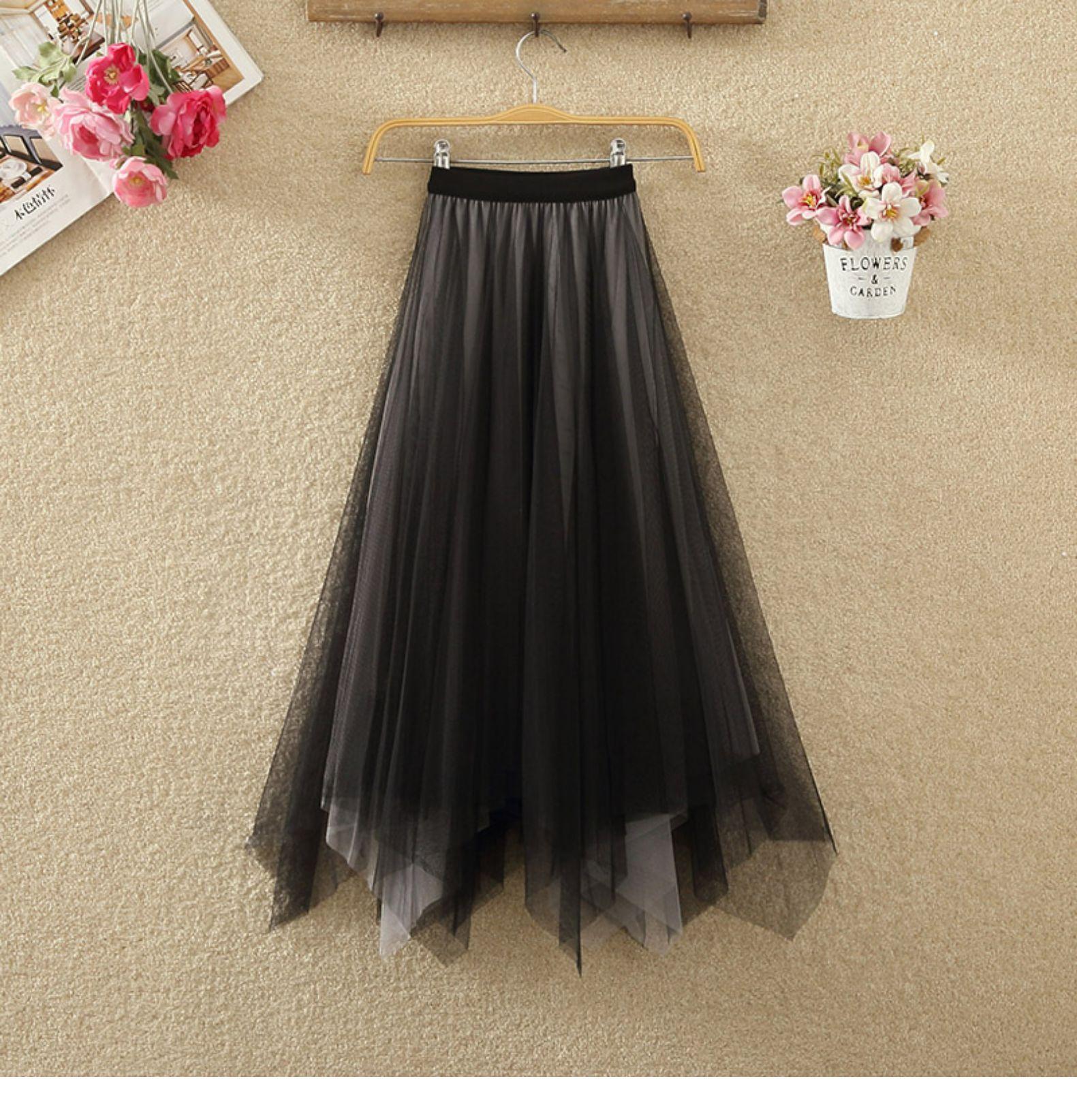 

Новая юбка неправильной формы Женская новая юбка из двухцветной марли с высокой талией и облегающая фигуру Весенние длинные марлевые юбки One Size