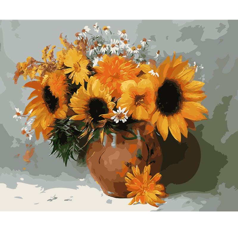 Artistic Flower Picture Unframd Handmade Oil Painting DIY Digital Kits Canvas Draw Home Decro Gift