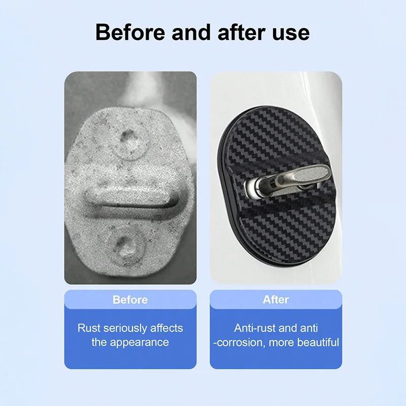 4-12Pcs Carbon Fiber Door Lock Covers Universal Shock-Absorbing, Noise-Reducing Rainproof Easy Peel & Stick Fit for Sedans/SUVs