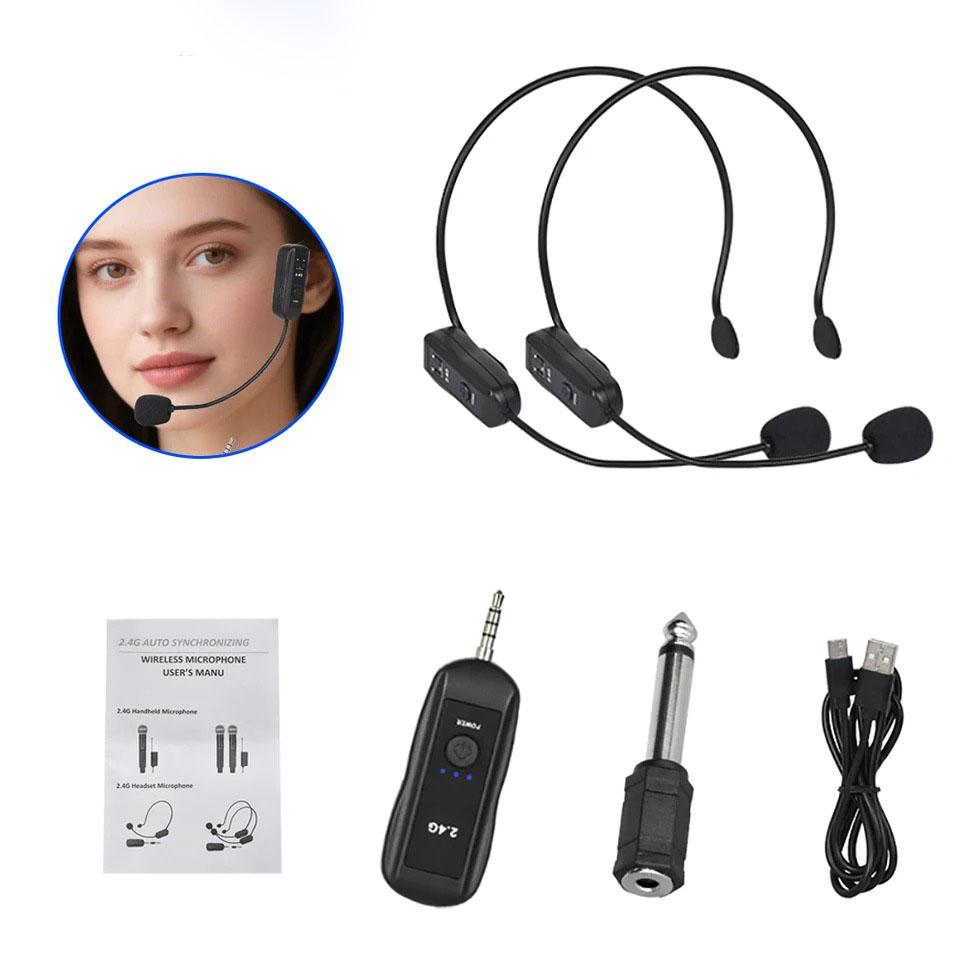 2.4G Wireless Microphone For Voice Amplifier Headset High Fidelity Smart Noise Cancelling Plug Play For Karaoke Speaker Mic