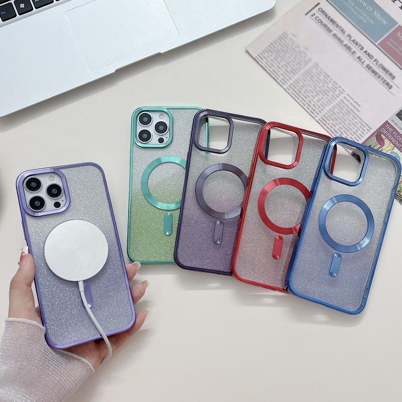 

11 цветов Гальваническая рамка Блестящий Блестящий Магнитный чехол для iPhone 14 13 12 Pro Max 11 Ударопрочный прозрачный чехол для корпуса телефона