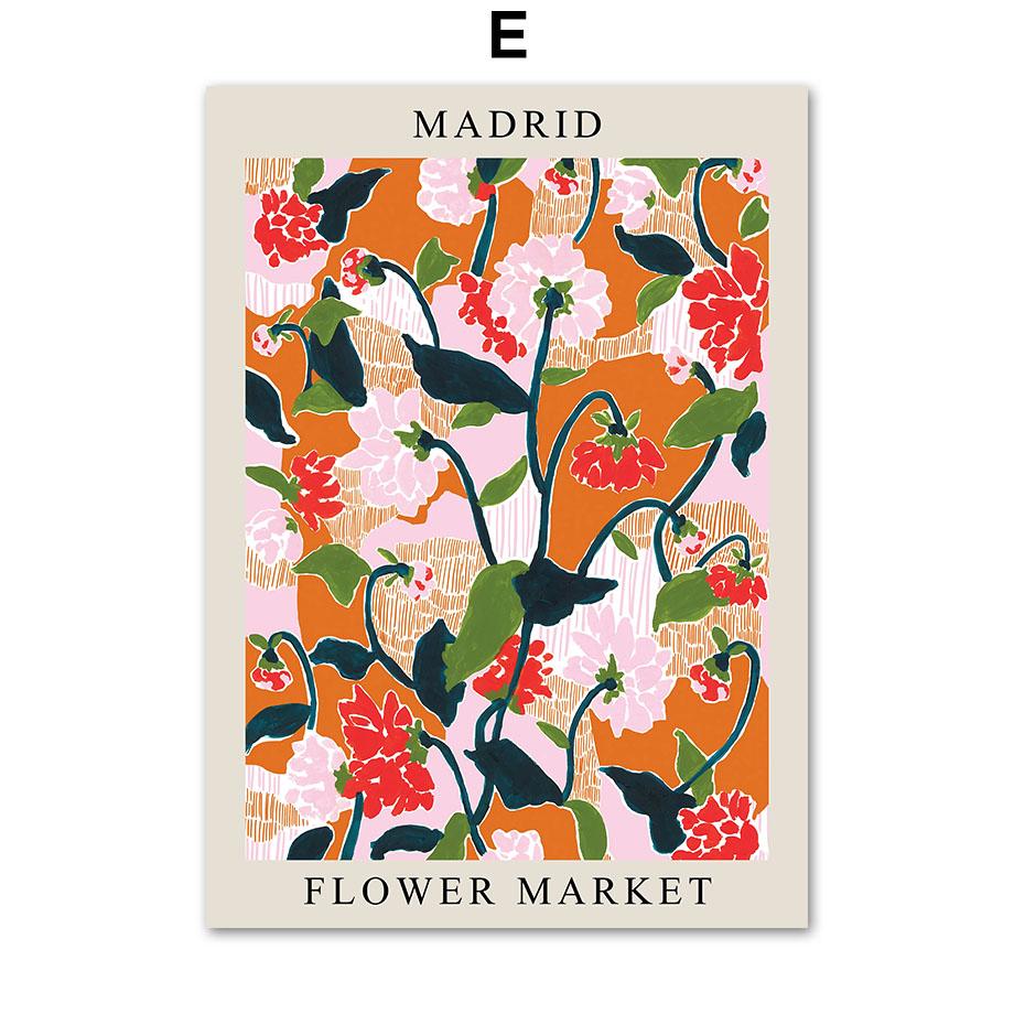 Flower Market London Paris Libon Abstract City Poster And Prints Wall Art Canvas Painting Hotel Bar Pictures Living Room Decor