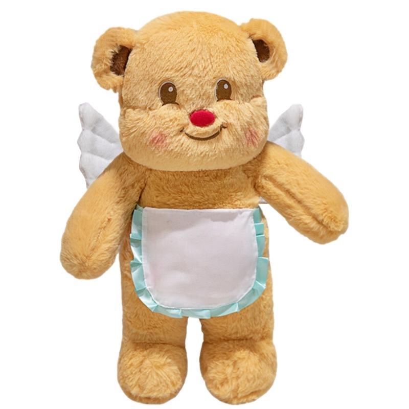 Bear Plush Toy Soft Plush Butter Angelic Bear Cushions with Apron Designs for Comfort Styles Winged Bear Throw Pillow