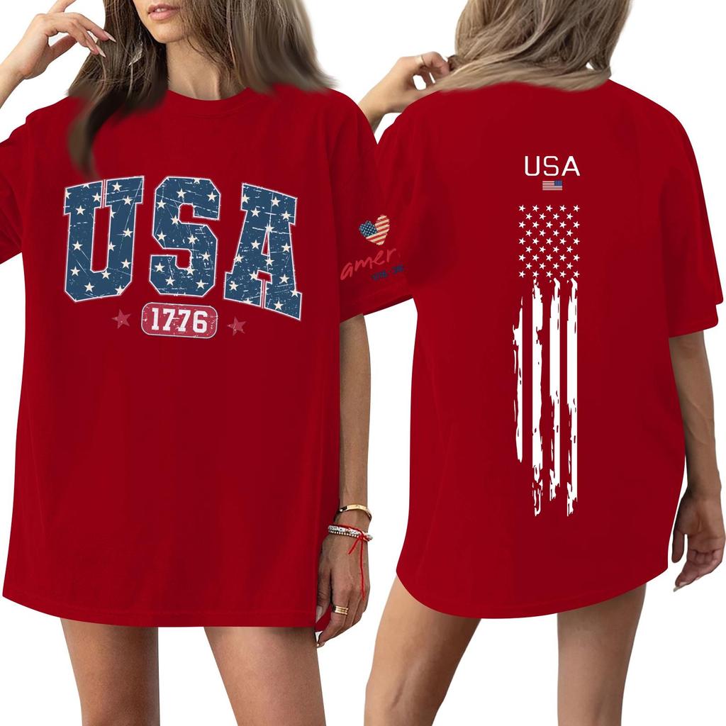 Women's Casual Fashion Round Neck Casual Print Short Sleeve T-Shirt Top