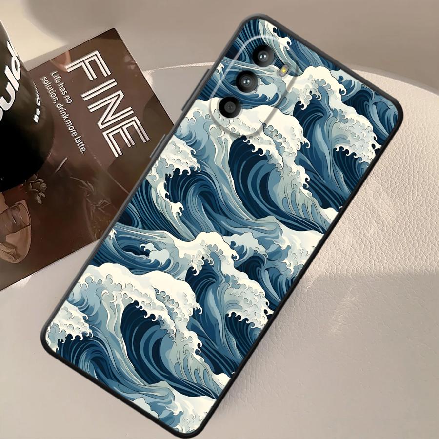 Case for Motorola Moto G22 Edge40 Edge 20 Pro 30 Lite G60s G71 G51 G73 G50 G53 G30 G32 G52 Phone Cover Cartoon Wave