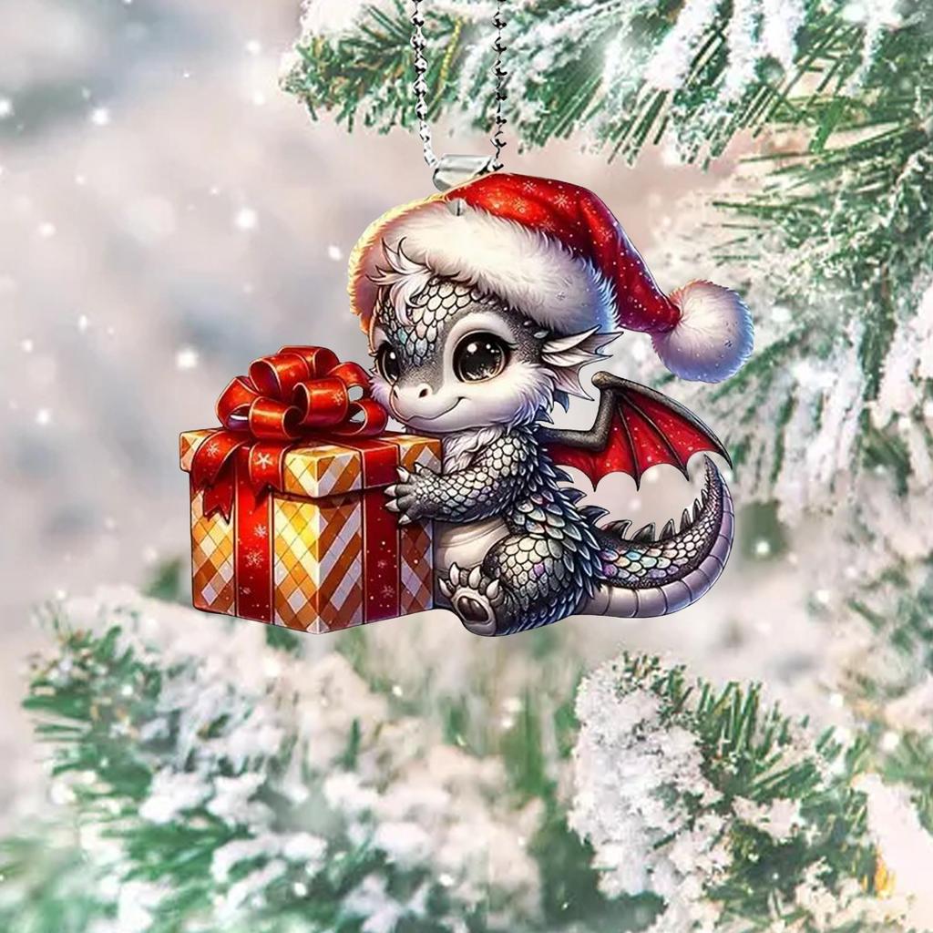 Christmas Dragon Baby Acrylic Christmas Hanging Ornament Christmas Tree Hanging Ornament Pendant Ornament Birds Glass