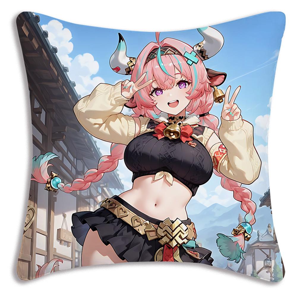 Hot Anime Genshin For V-Varesa Pillow Covers Cartoon Sofa Decorative Home Double-sided Printing Short Plush Cute Cushion Cover