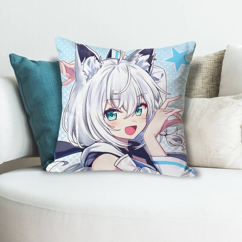 Cute SShirakami FFubuki Anime Celebrity Merchandise AllMatch Printed Pillow Case Sofa Car Office Room Decoration Protector