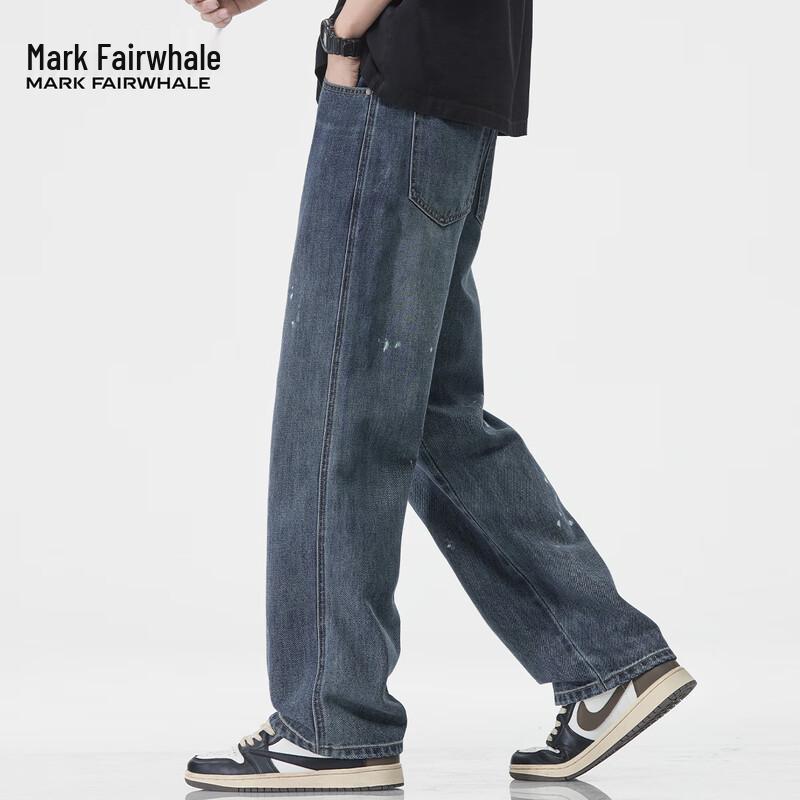 Mark Fairwhale Men's American Style Splatter Paint Loose Fit Jeans
