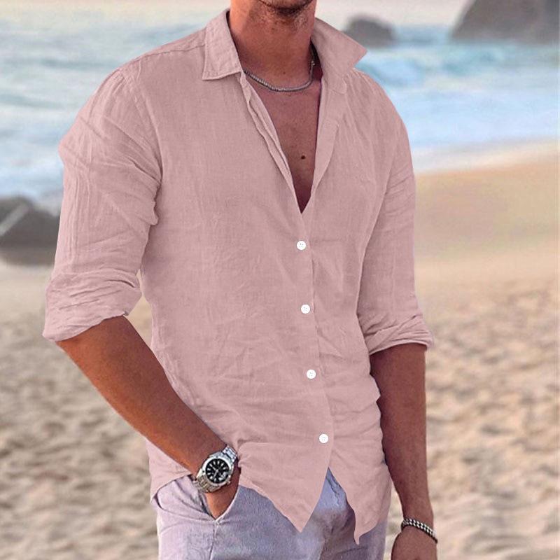Europäische und amerikanische grenzüberschreitende beliebte Herrenbekleidung, lässiger Trend-Mode-Baumwoll-Leinen-Slim-Fit-Hemd Herren