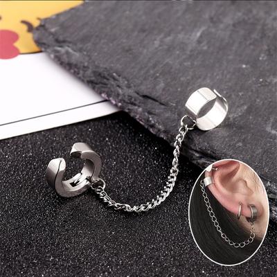 Hip Pop Cool Chain Simple Tassel Simple One-piece Ear Bone Clip Dangle Earrings for Women Jewelry Gifts Party