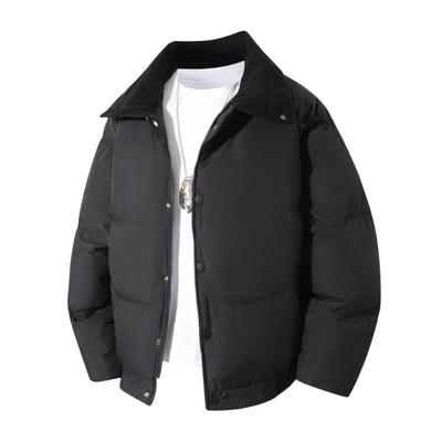 Winter Men's Cotton Jacket Men's Short Hooded Cotton Jacket Solid Color Thick and Warm