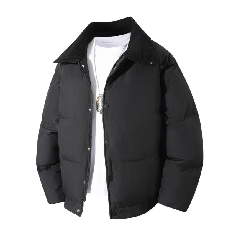 Winter Men's Cotton Jacket Men's Short Hooded Cotton Jacket Solid Color Thick and Warm