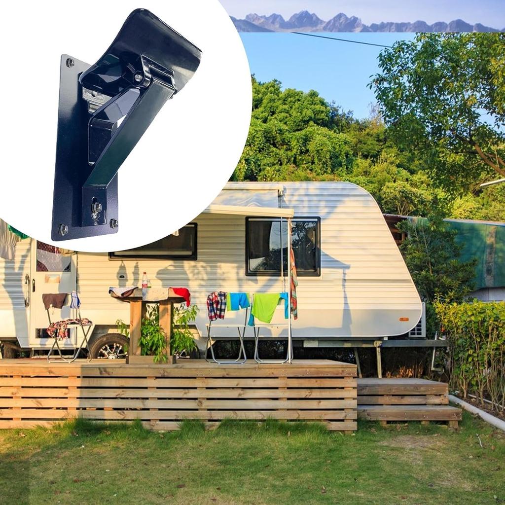 RV Awning Support Stable Structure Awning Part Replace Part Aluminum Alloy RV Center Support Easy Installation Universal, Black