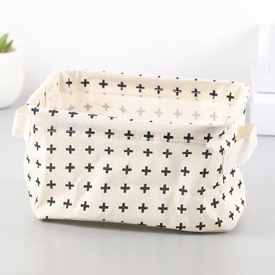 Panier de rangement pour bureau en coton et lin, boîte de rangement pour articles divers avec poignée