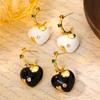 Maillard Style Hand-painted Enamel Drop Glazed Heart-shaped Earrings Niche High-end Versatile Women
