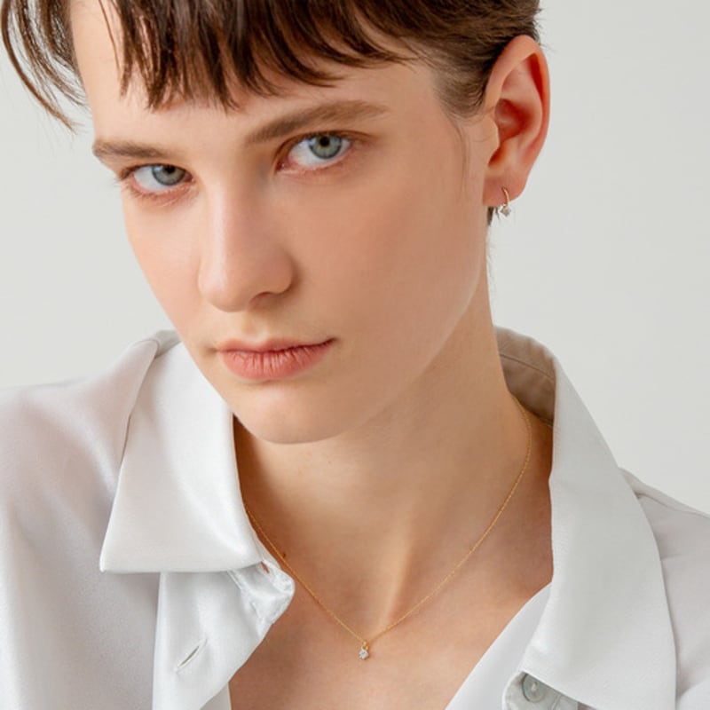 LUNNE 14k Signity Drop One-Touch Earrings (14k Gold) #E05