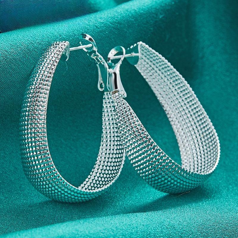Серебряные серьги-подвески в форме буквы U из сетки white