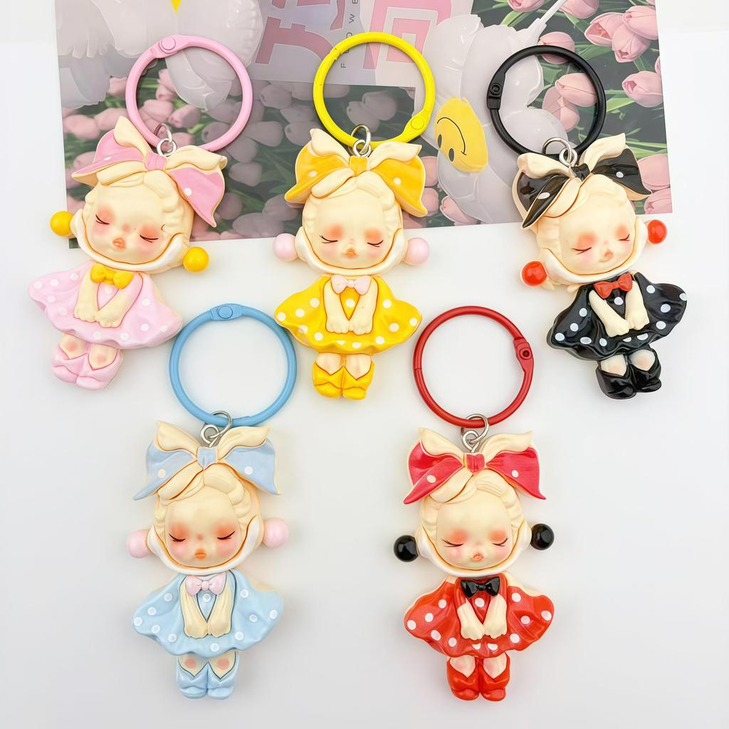 Large Bow Bubble Skirt Girl Resin Keychain Pendant Gift