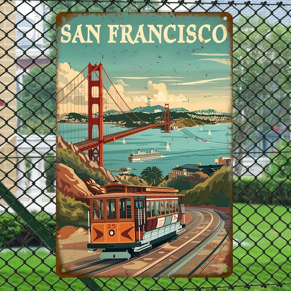 San Francisco Vintage Aluminum Sign - Retro Travel Poster for Street & Garage - Metal Plaque for Yards, Cafes & Home Walls 20x30cm（7.8x11.8inch）