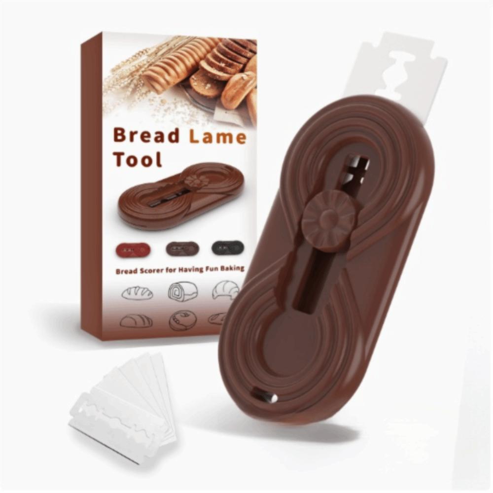 

ABS Shell Handle Dough Scoring Slicer Self-attaching Storage Base Sourdough Baking Accessories Brown -Round