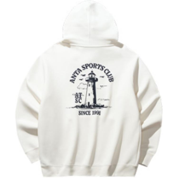 Anta Lifestyle Series Loose Fit Hooded Sweatshirt Men Sweatshirts Warm-Jade-White 152518706S-1