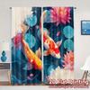 2pcs, 2D FLAT PRINTING Curtains (Without Rod) Koi Harmony Popular Curtain Fabric Versatile Fabric Curtains Room Decor Use for
